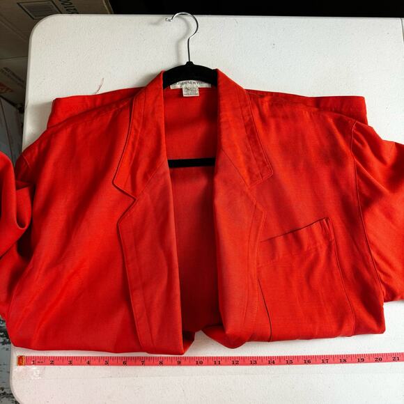 Jones New York Long Line Linen Blend Blazer Size 6 Coral Color Open Front - Picture 8 of 9